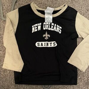 New Orleans Saints Kids Black and Tan Long Sleeve Shirt